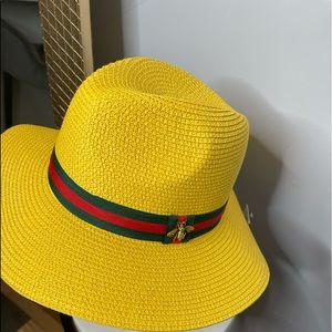 Yellow One size fits most Straw Fedora Hat